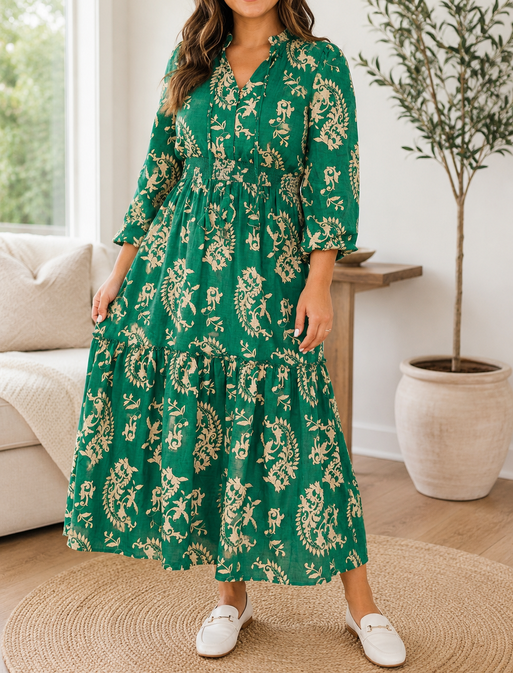 Pre-order Green Floral Plus Dress