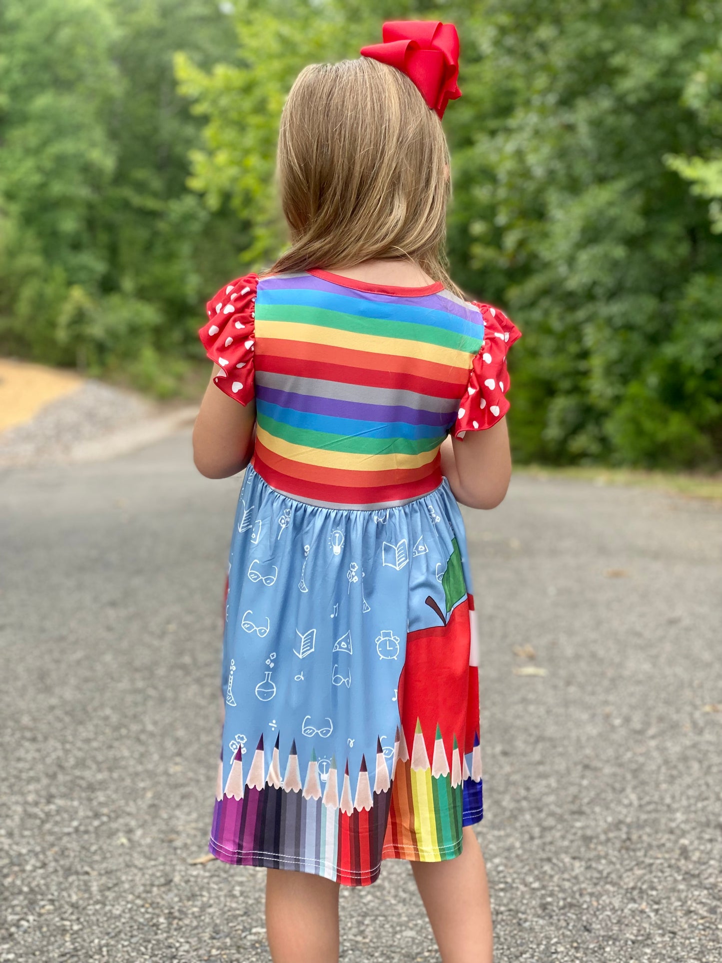 Pencil and Apple Back to School Dress