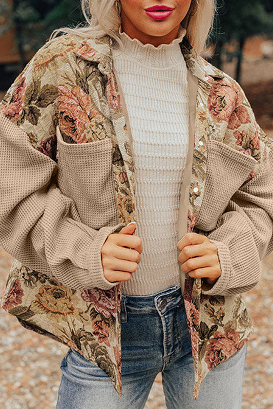 Pre-order Khaki Floral Patchwork Jacket September