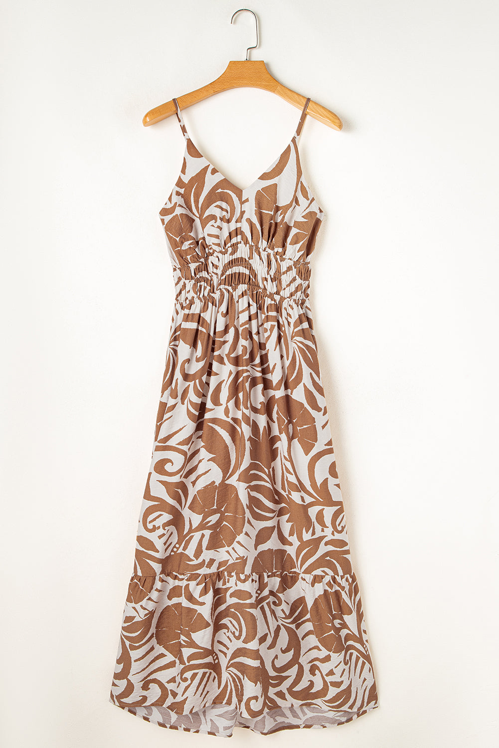 Pre-order Khaki Floral Shirred Maxi Dress August