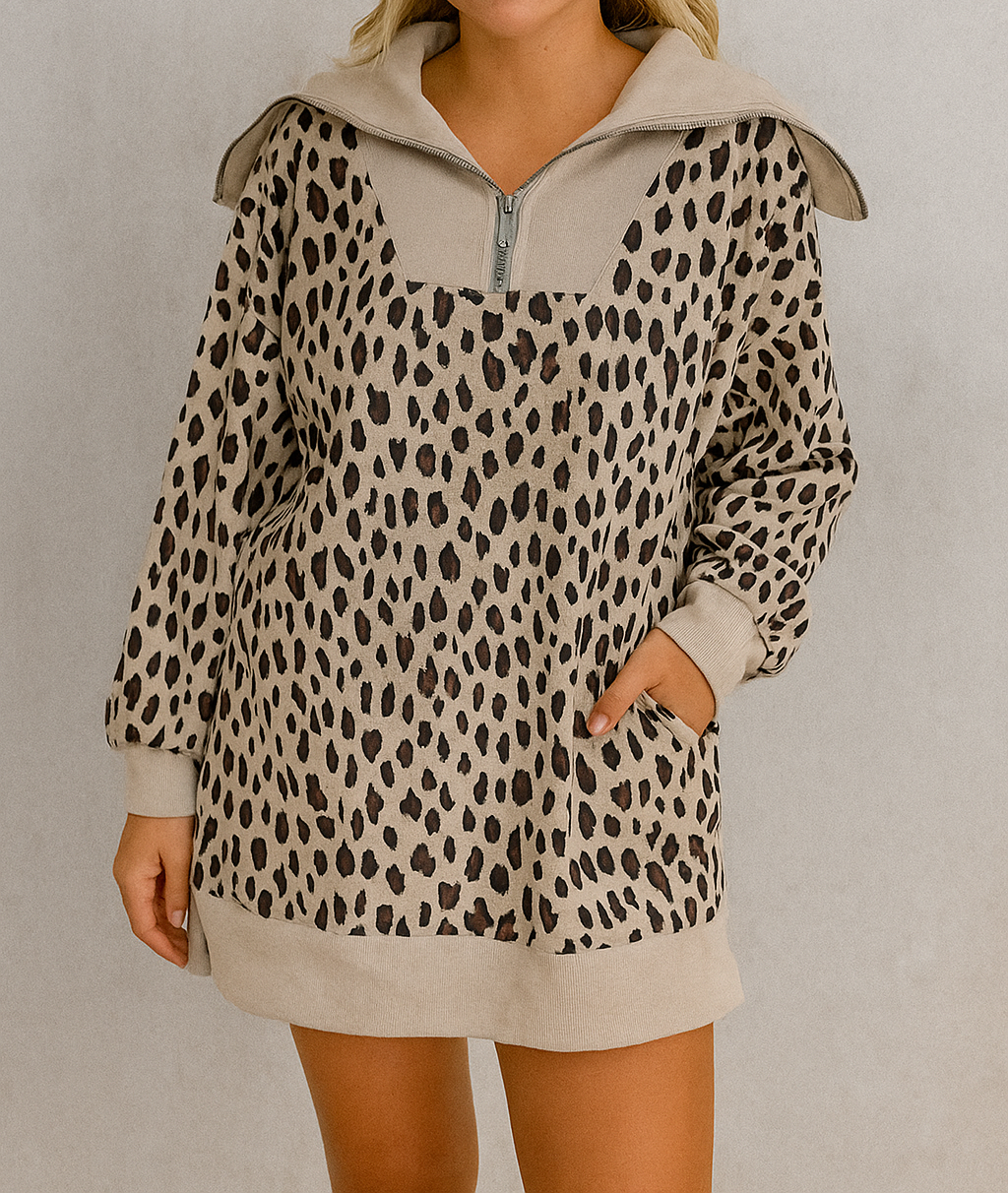 Women's Leopard Collar Mini Dress RTS