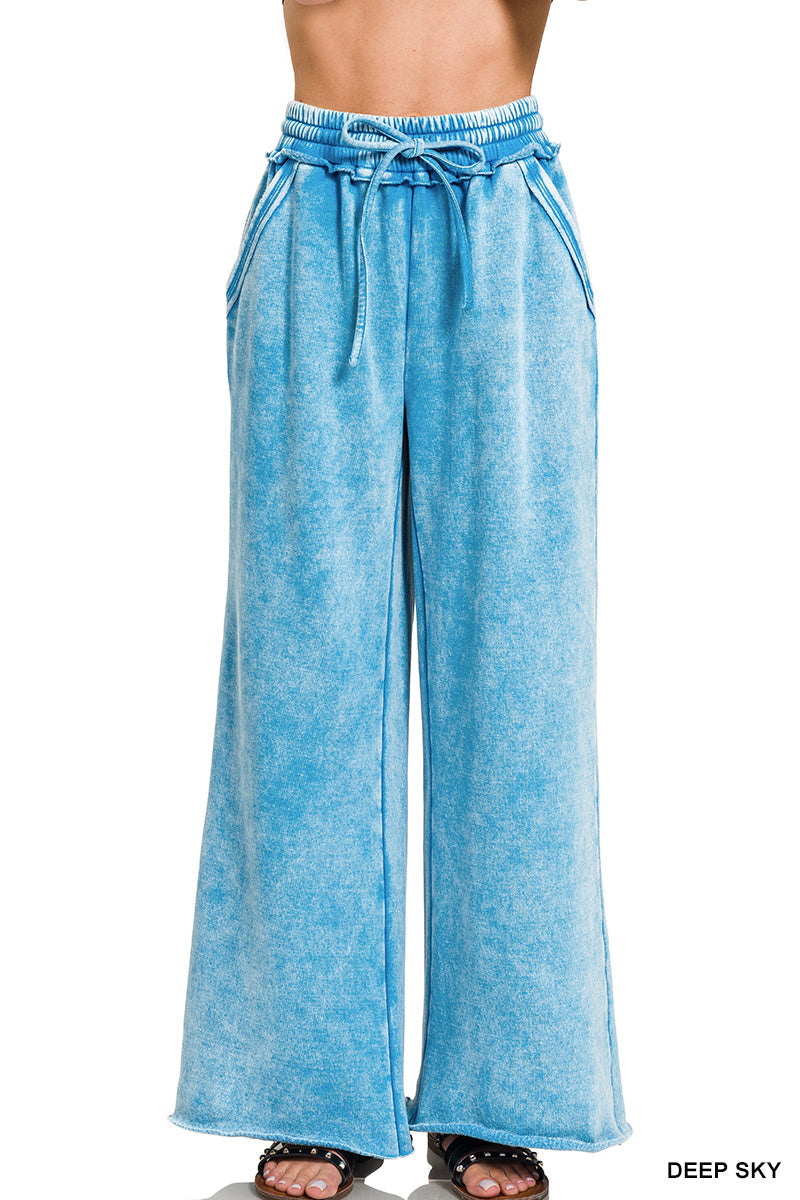Pre-order Acid Wash Fleece Sweatpants Zenana