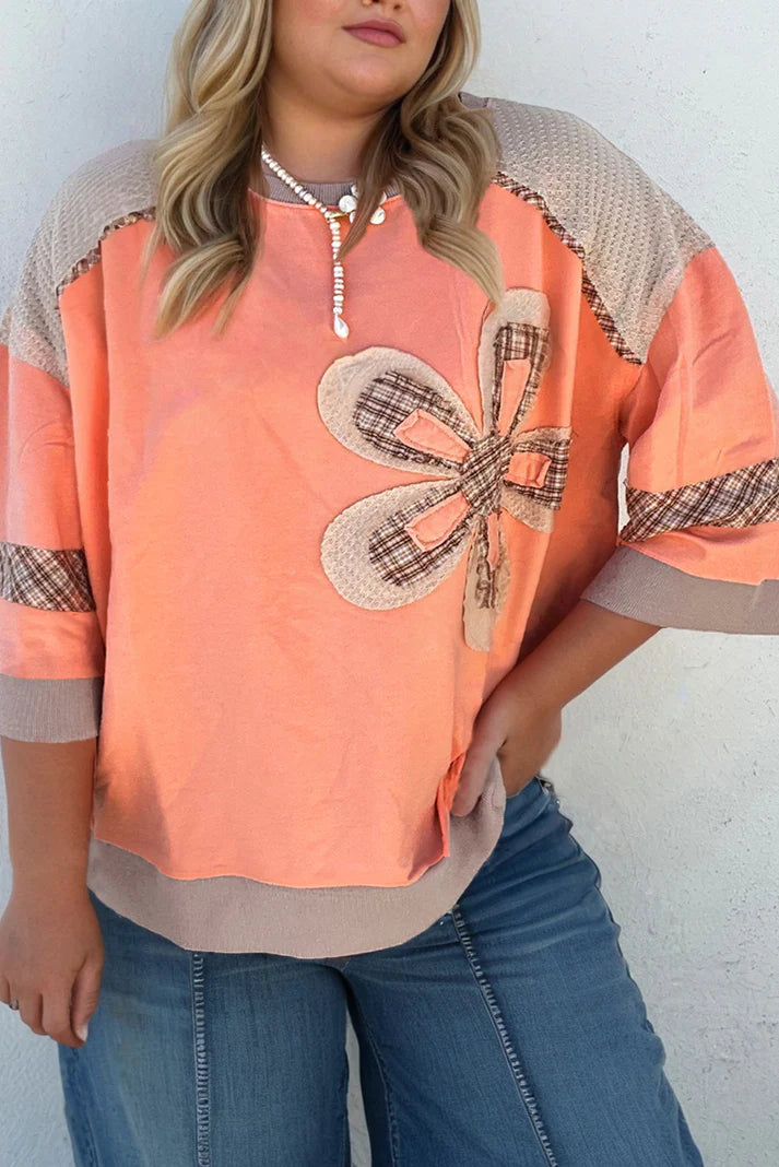 Pre-order Orange Plaid Flower Plus Size FB