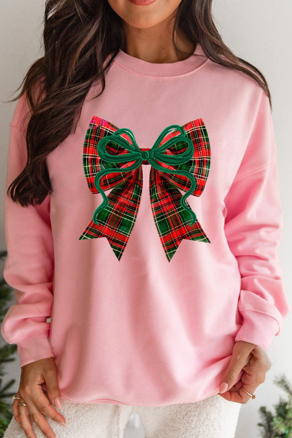 Pre-order Pink Plaid Bow Sweatshirt FB