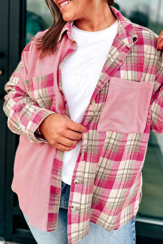 Pre-order Pink Plaid Patchwork Plus Top September