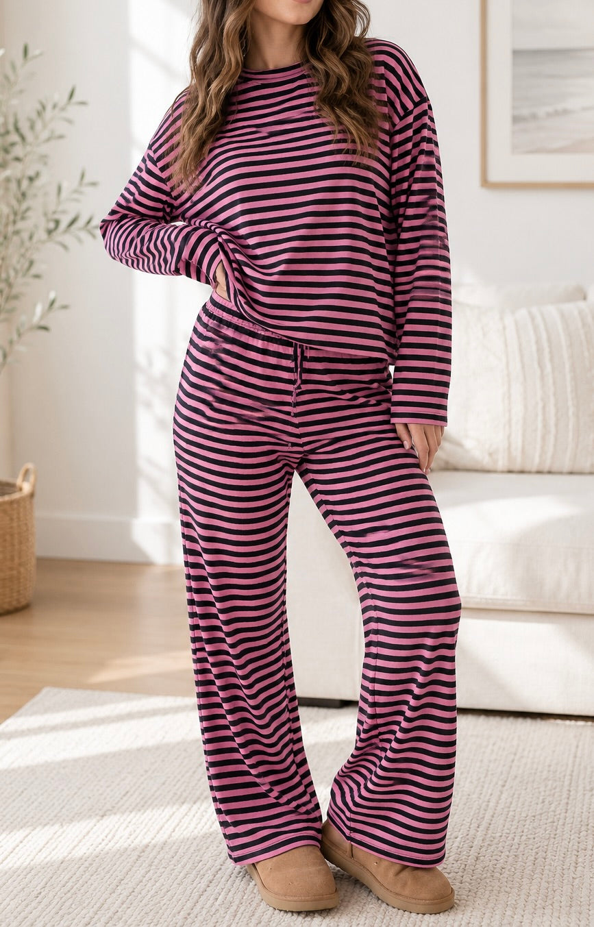 Pre-order Pink Stripe Casual Set