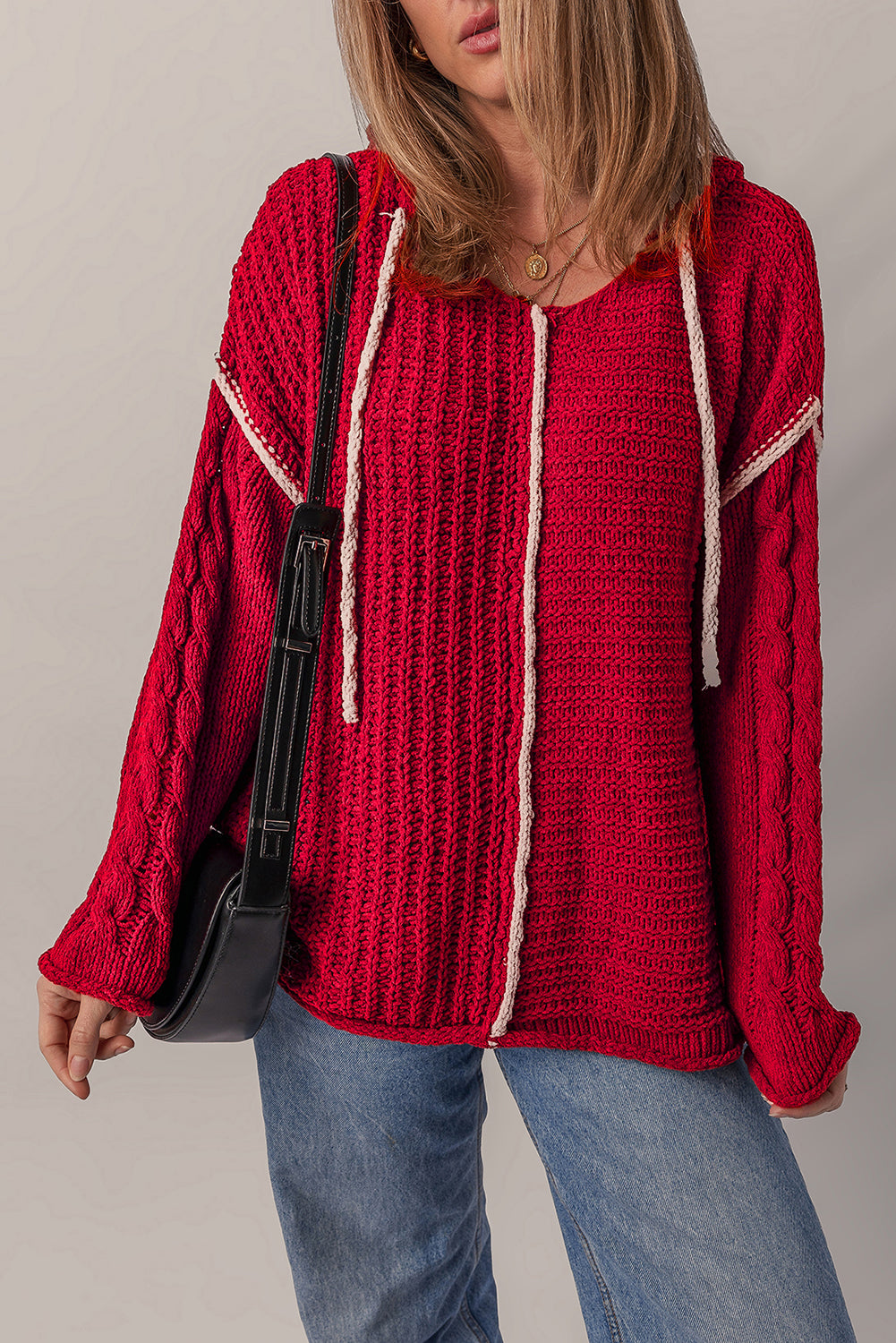 Pre-order Red Contrast Hooded Sweater August