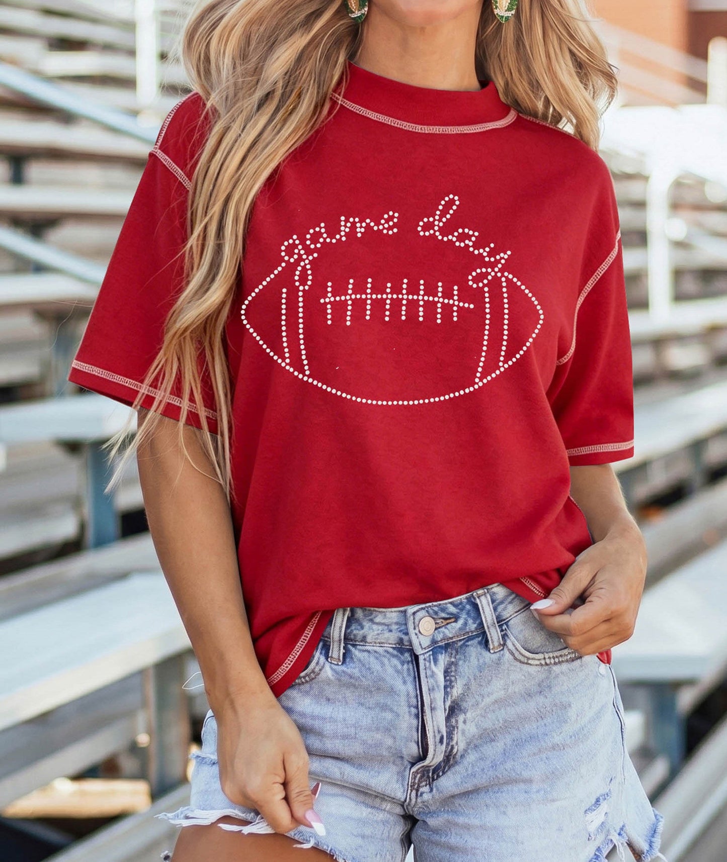 Pre-order Red Rhinestone Game Day Top