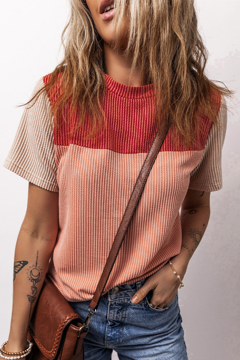 Pre-order Red Rib Colorblock Shirt