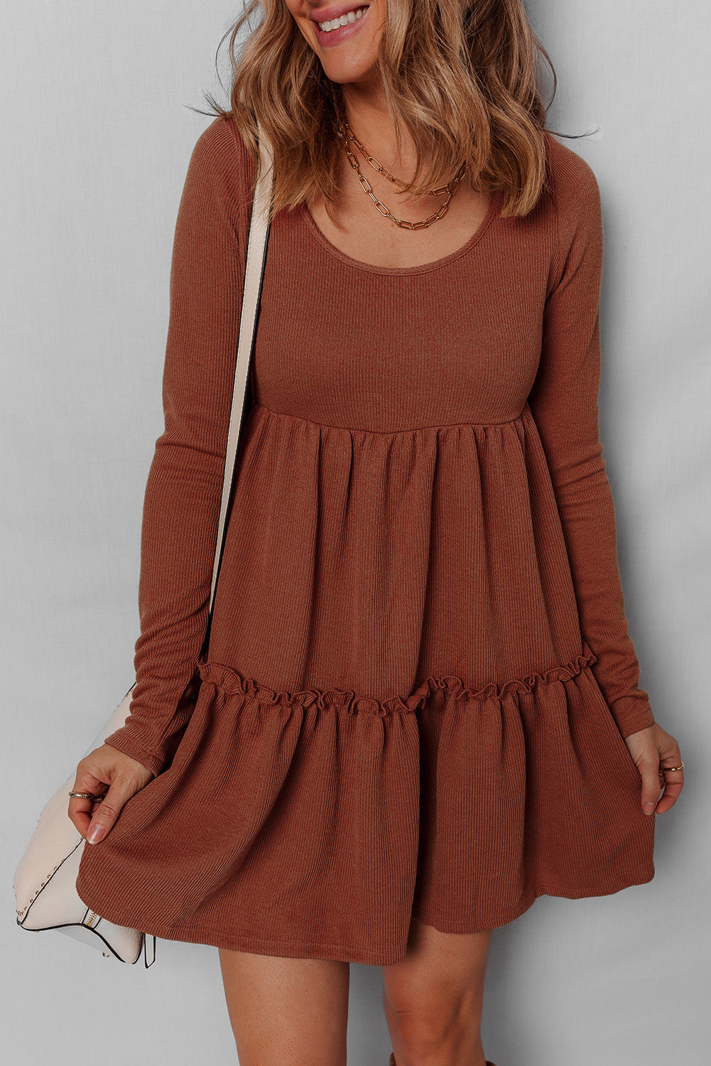 Pre-order Ribbed Frilled Mini Dress