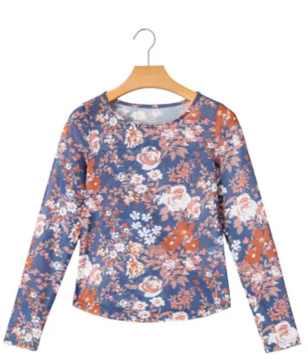 Women's Floral Print Mesh Top