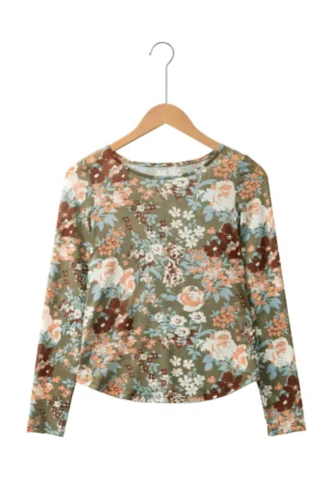 Women's Floral Print Mesh Top
