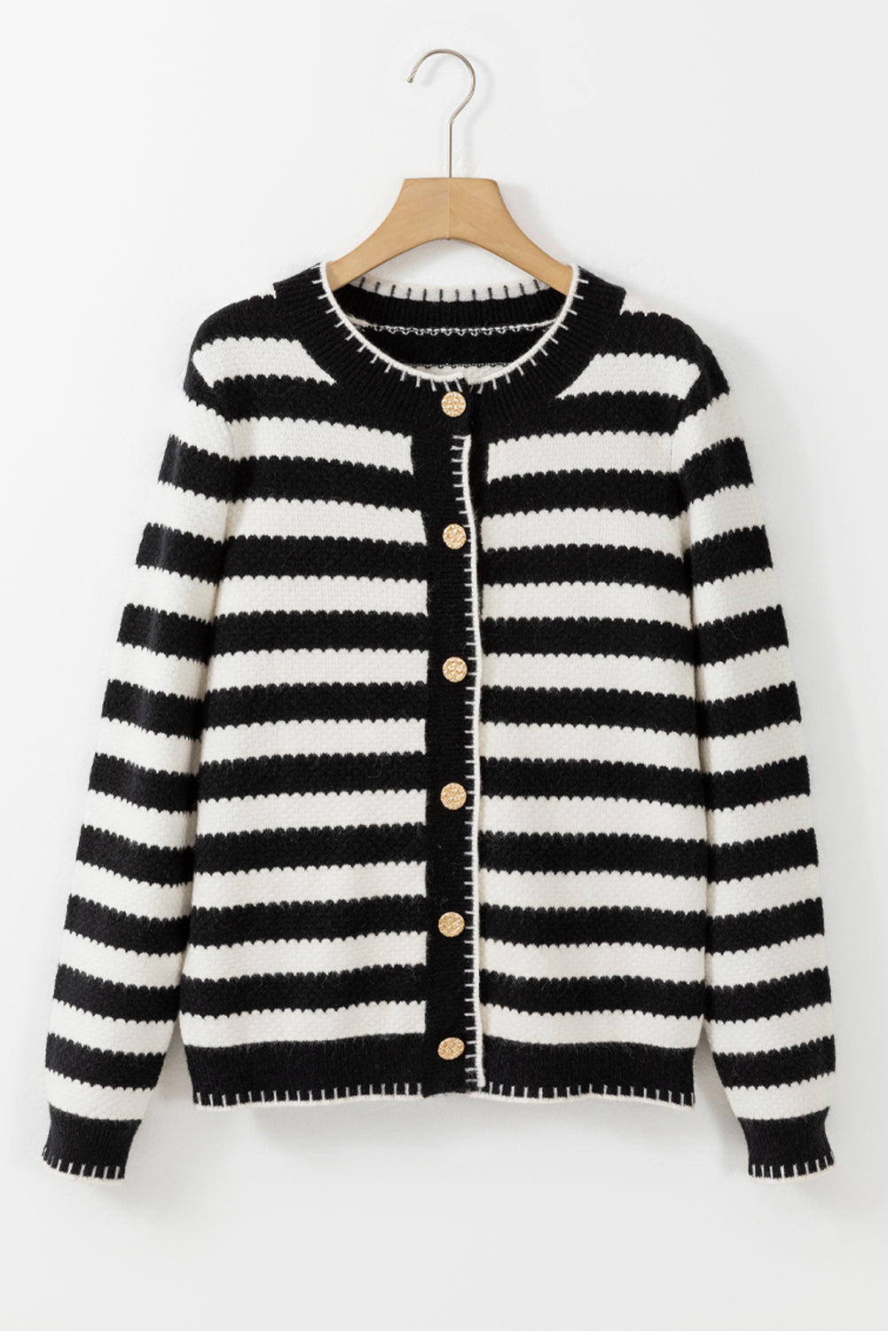 Pre-order Stripe Gold Button Cardigan August