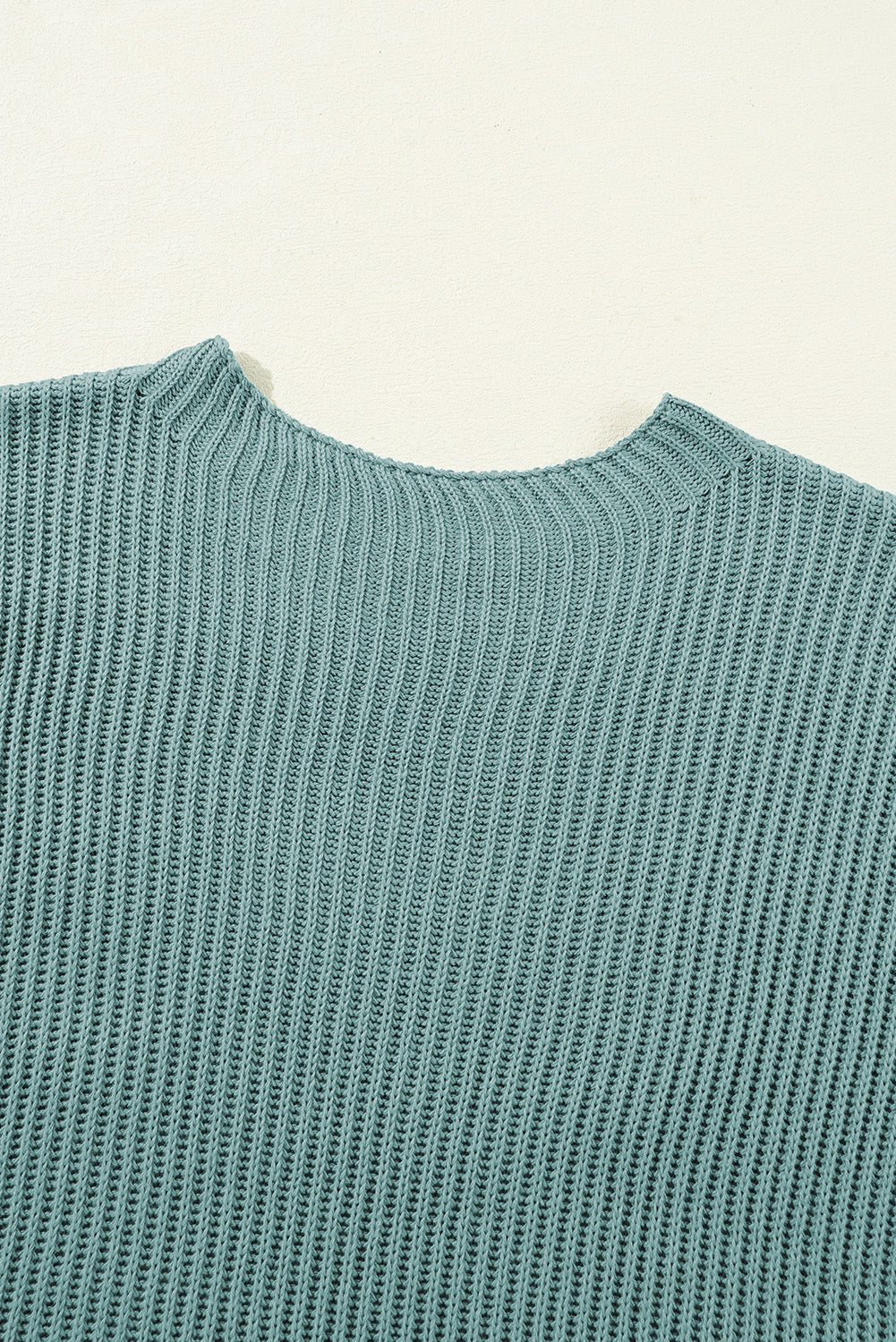 Women’s Blue Side Slit Short Sleeve Oversized Sweater
