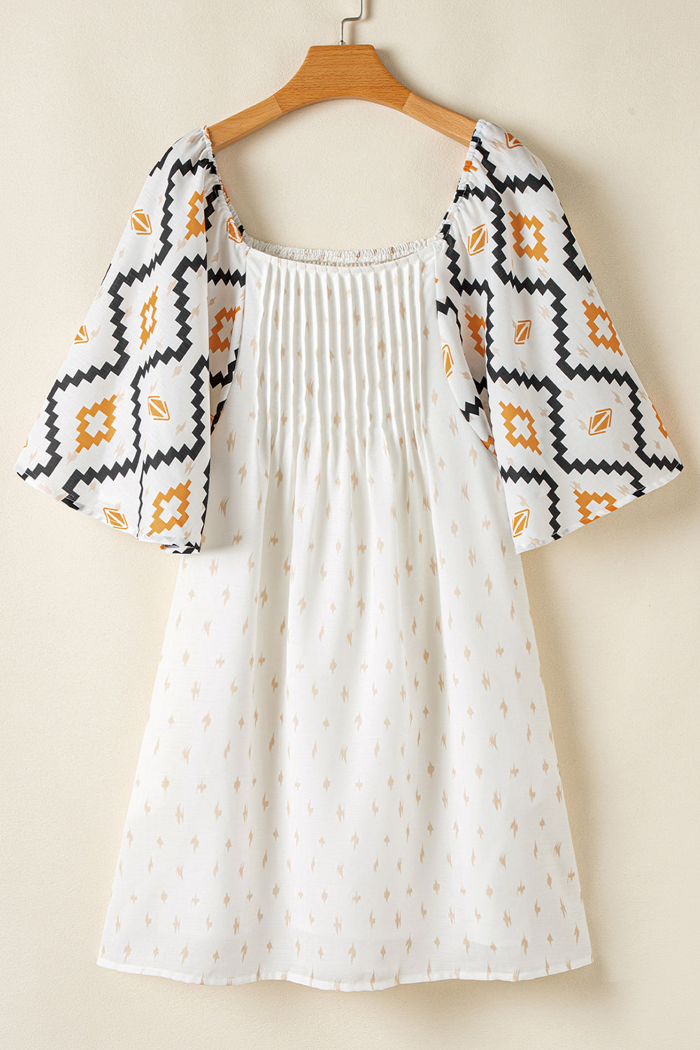 Women’s White Geometric Sleeve Dress