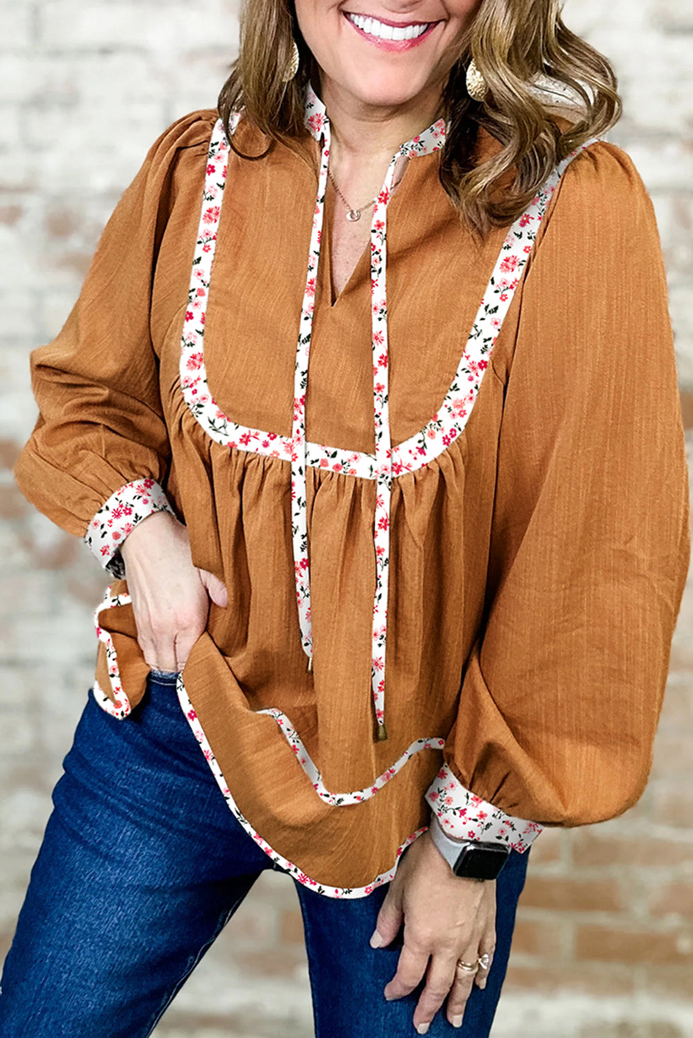 Women’s Straw Yellow Pleated Floral Blouse RTS