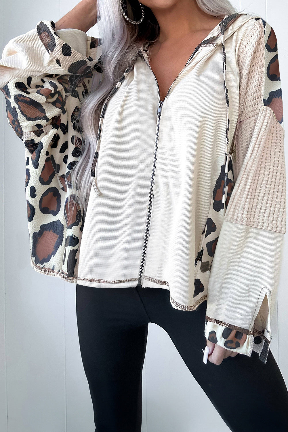 Pre-order Apricot Leopard Patchwork Hoodie August