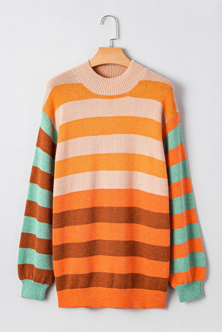Pre-order Orange Stripe Color Block Sweater October