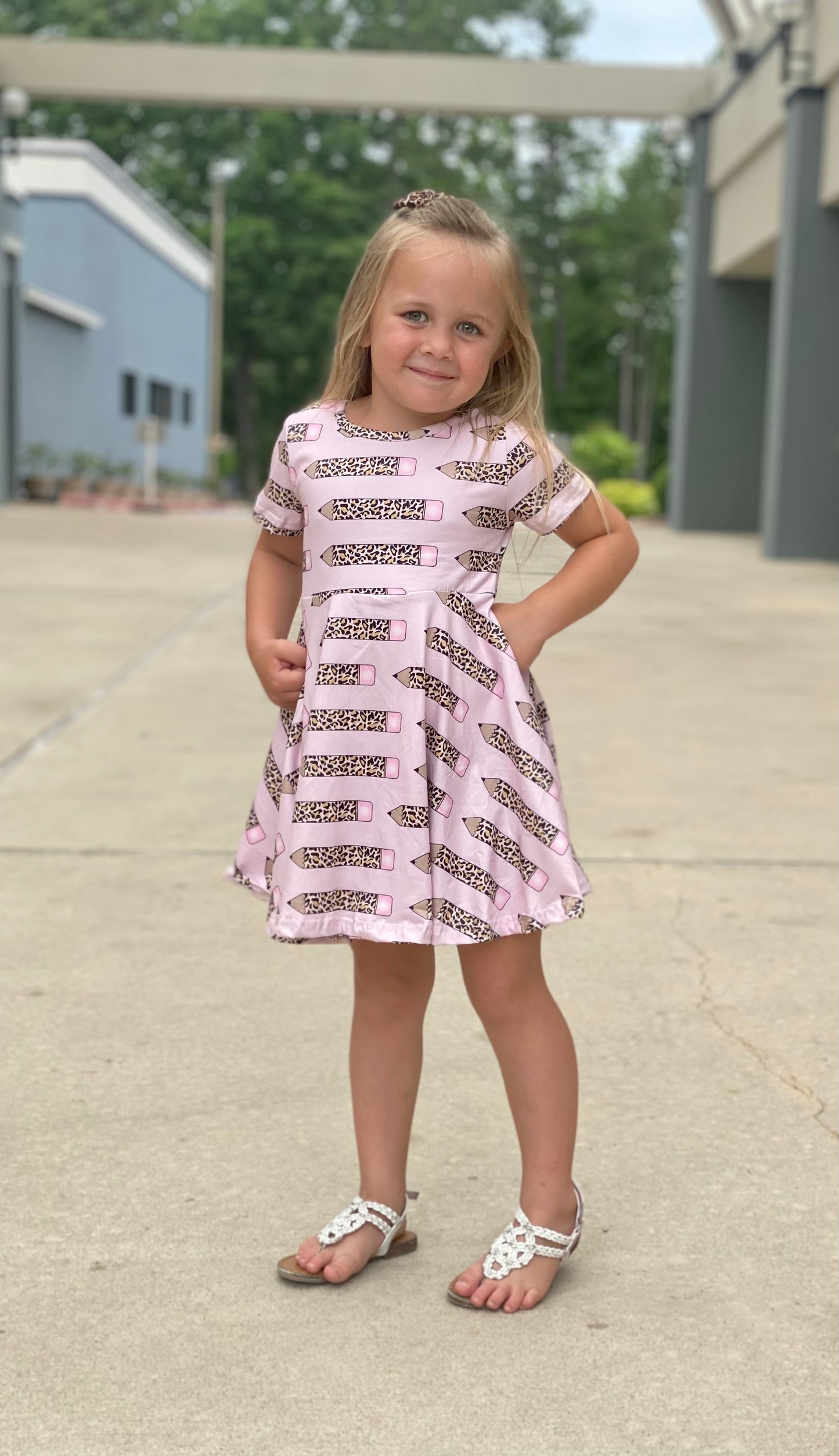 Back to School Leopard Pencil Twirl Dress
