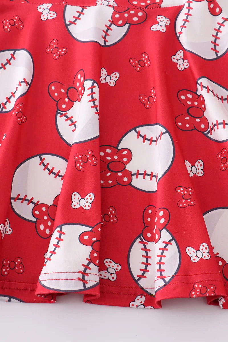 Baseballs and Bows Twirl Dress
