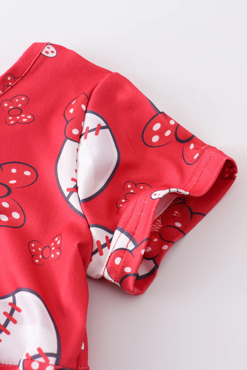 Baseballs and Bows Twirl Dress