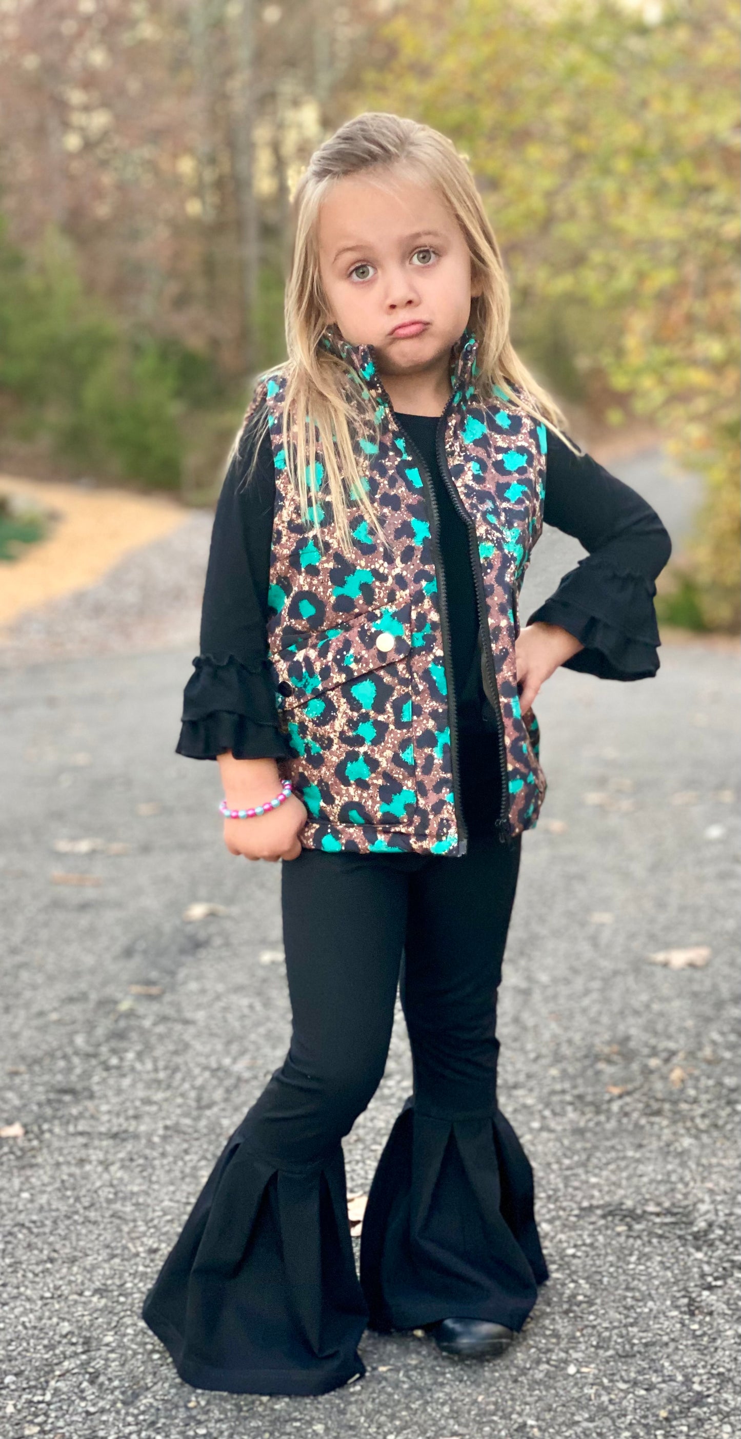 Girls Black Bell Bottoms