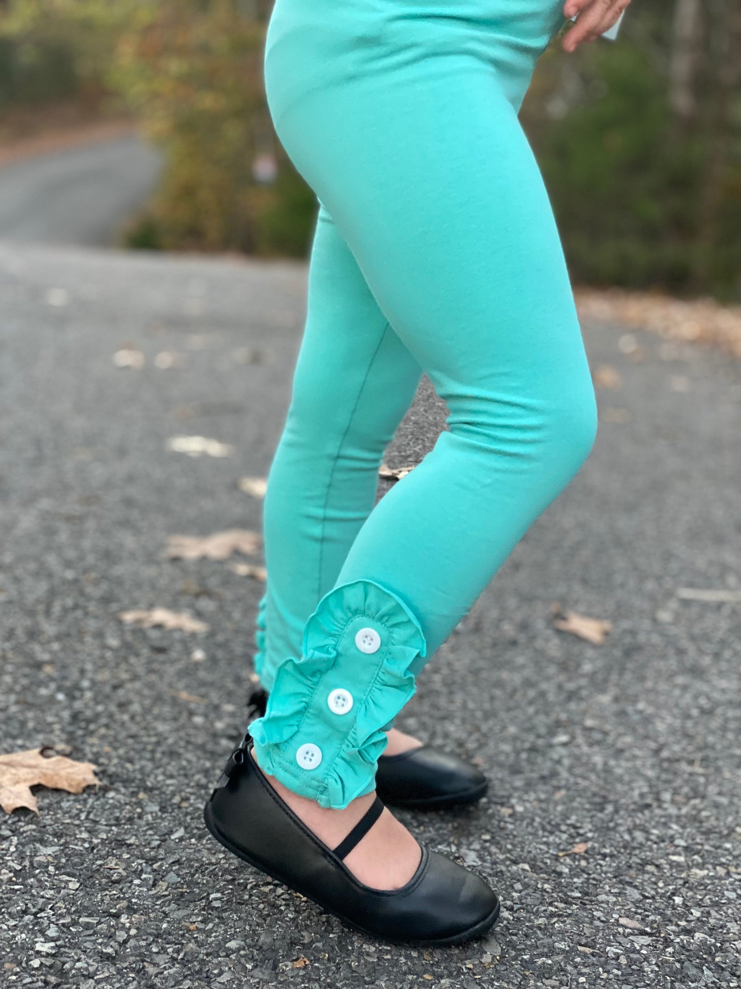 Girls Side Button Leggings