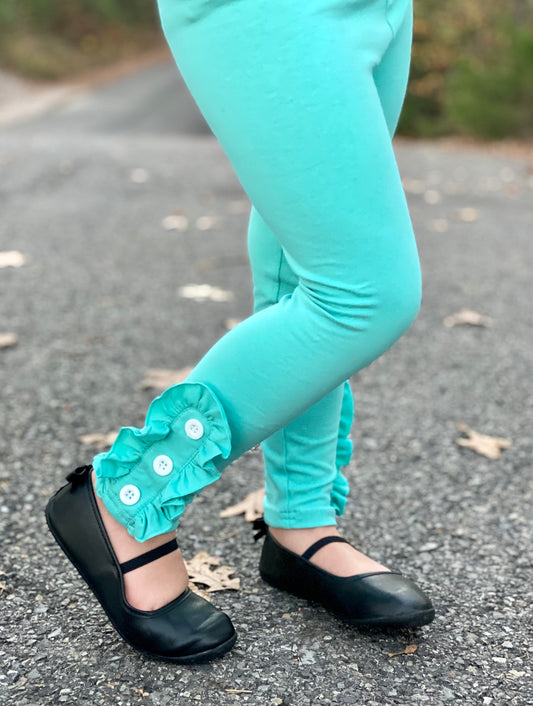 Girls Side Button Leggings