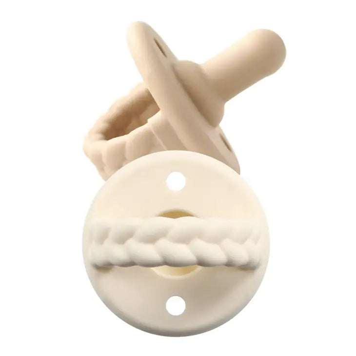 Itzy Ritzy Sweetie Soother Pacifier Set (2 Pack) (Toast + Buttercream Braids)