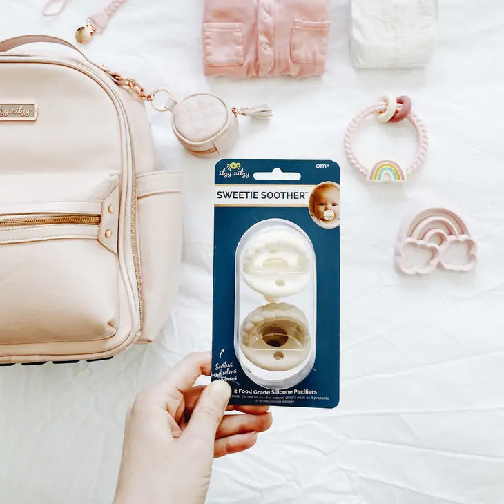 Itzy Ritzy Sweetie Soother Pacifier Set (2 Pack) (Toast + Buttercream Braids)