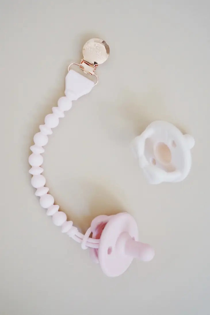 Itzy Ritzy Sweetie Strap Silicone One Piece Pacifier Clip (Pink Beaded)