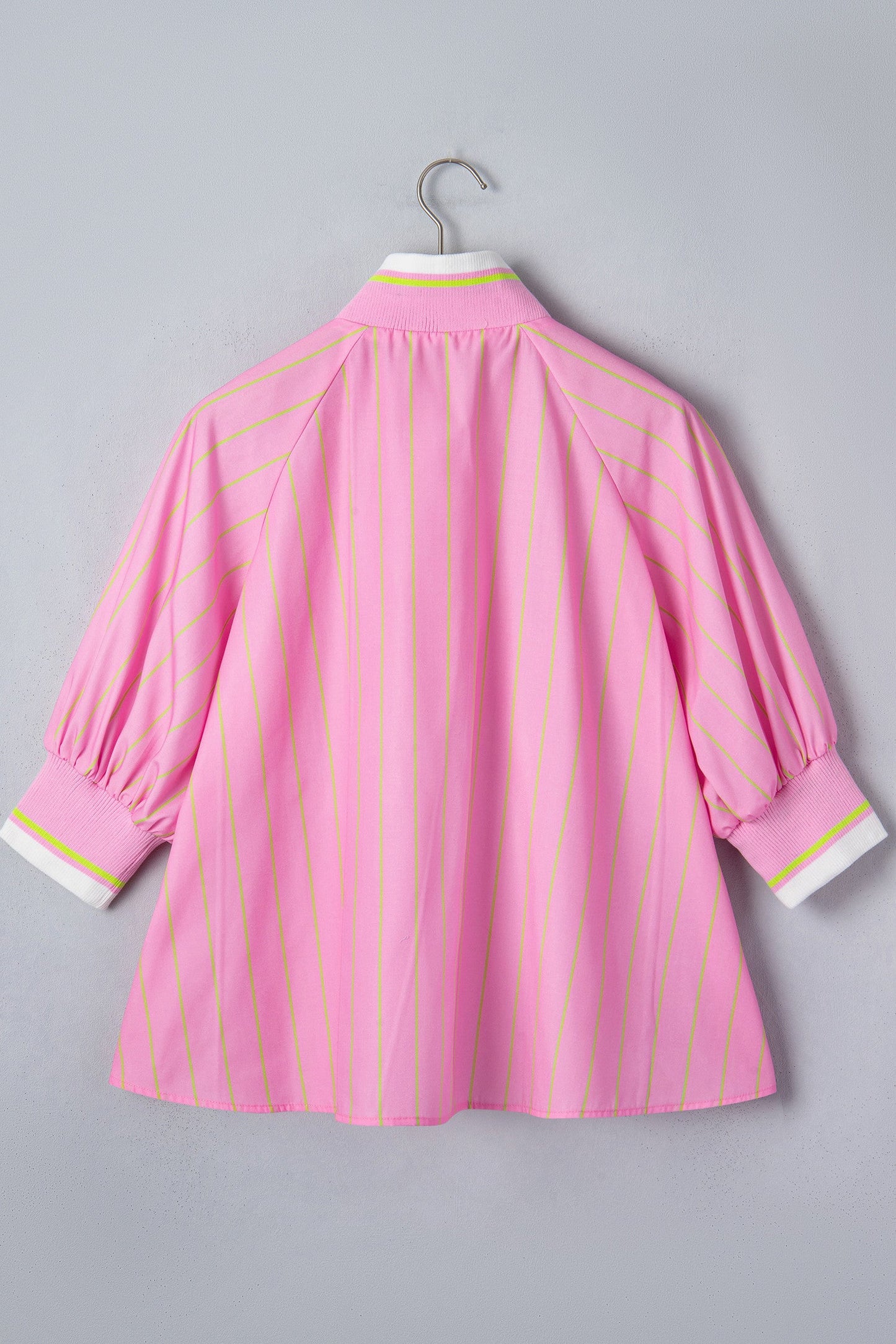 Pre-order Pink Stripe Zipper Cuff Blouse