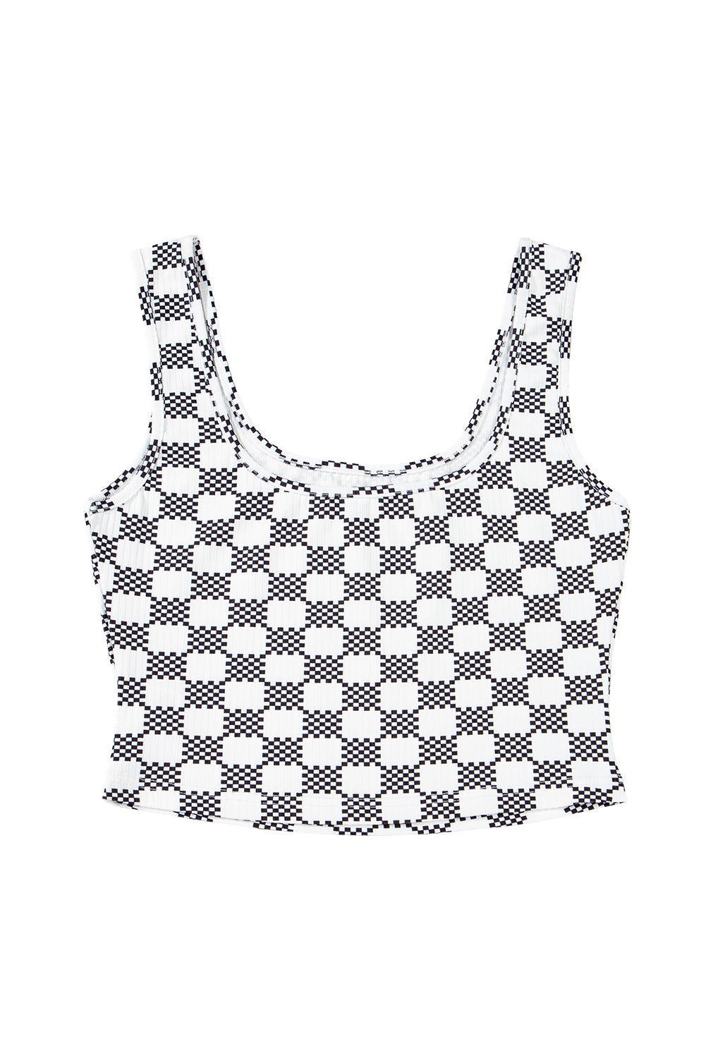 Women’s Black Checkered Crop Tank