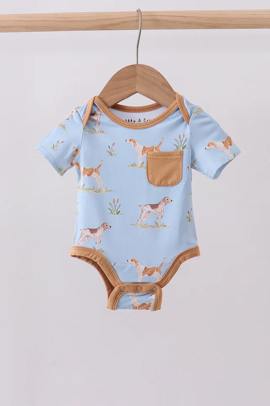Boys Blue Puppy Print Bubble
