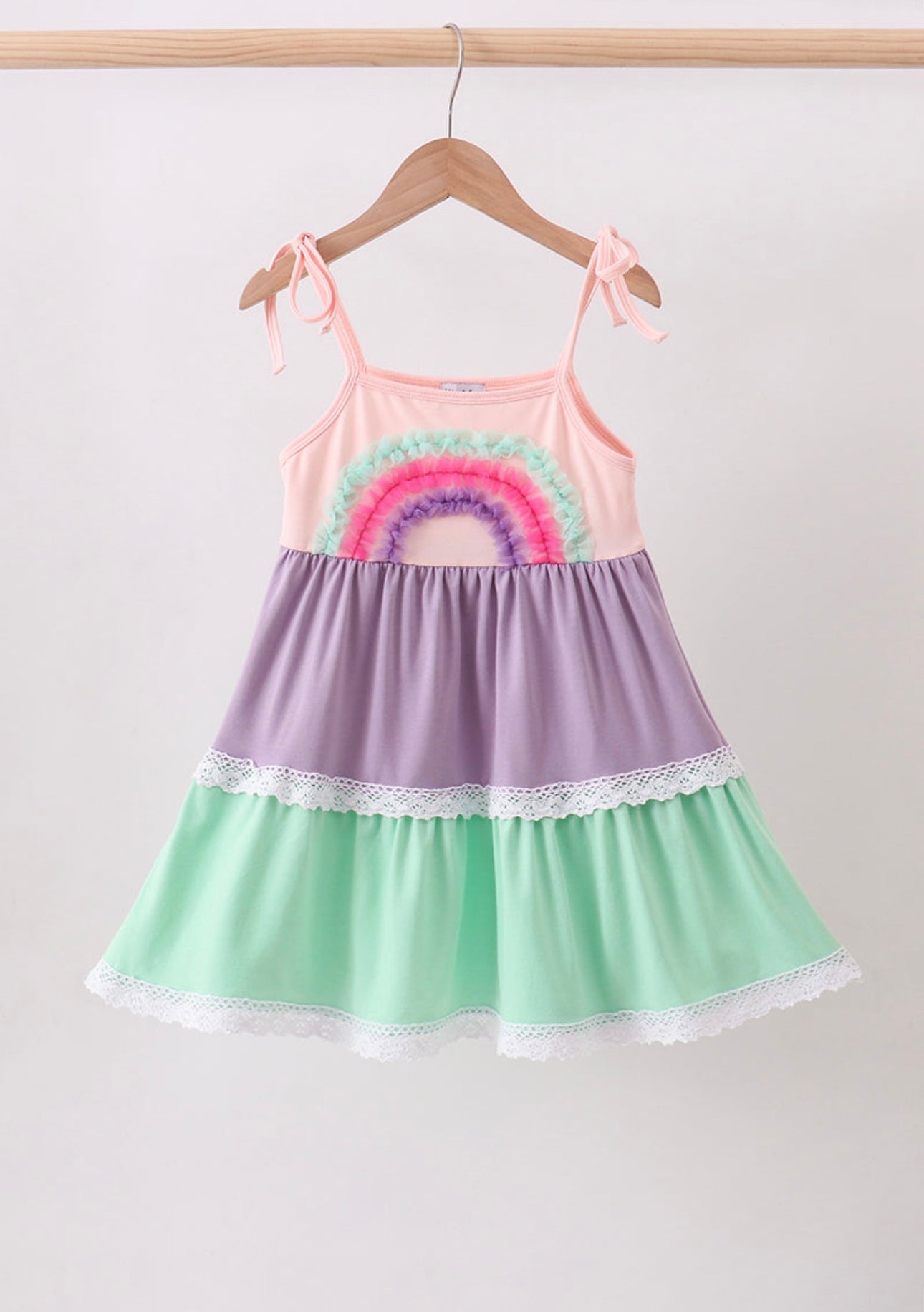 Girls Rainbow Tiered Dress