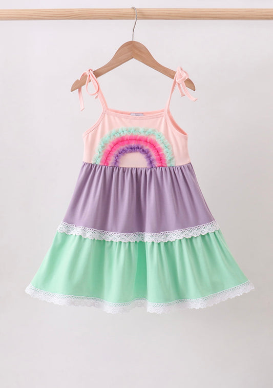 Girls Rainbow Tiered Dress
