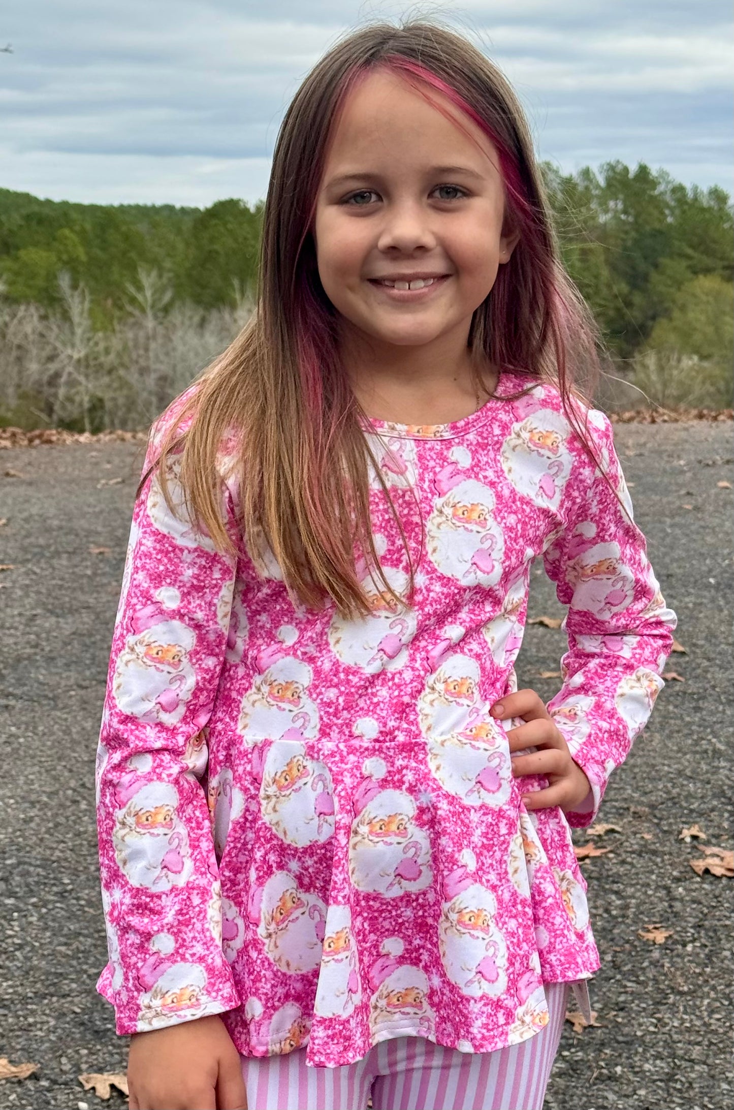 Girls Pink Santa Peplum