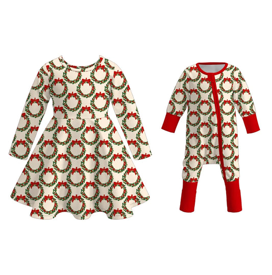 Pre-order Christmas Wreath Dress and Romper