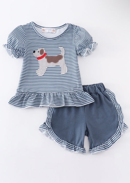 Girls Puppy Appliqué Set