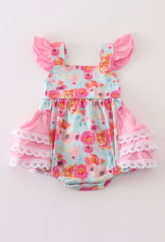 Pink Floral Ruffle Bubble