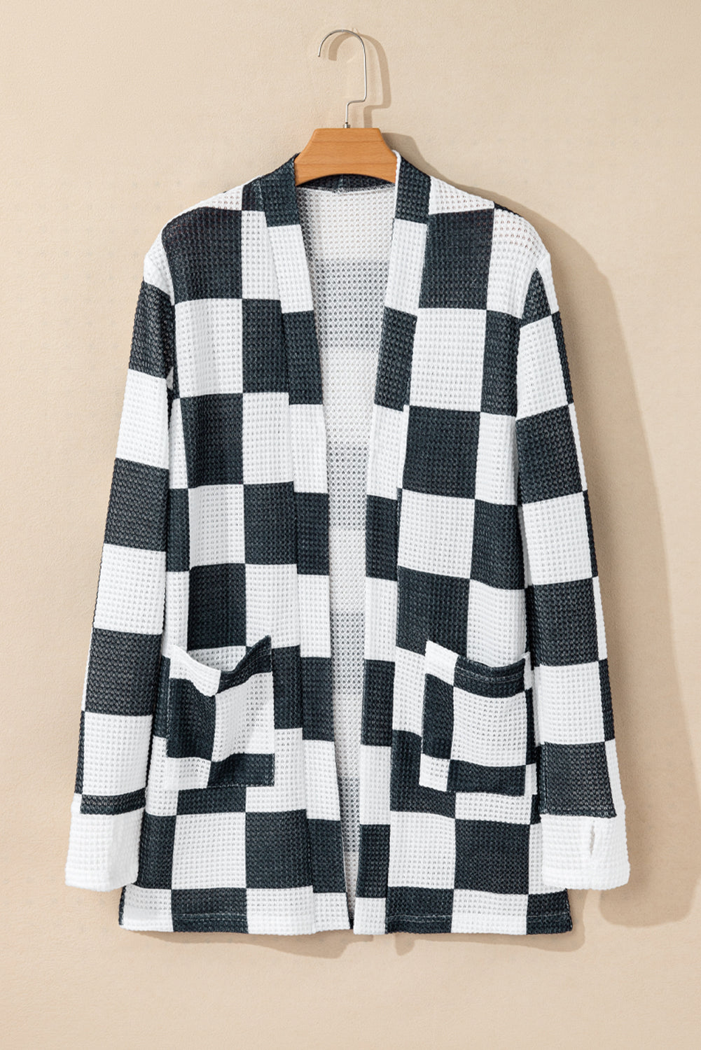 Women's Black Checkered Cardigan