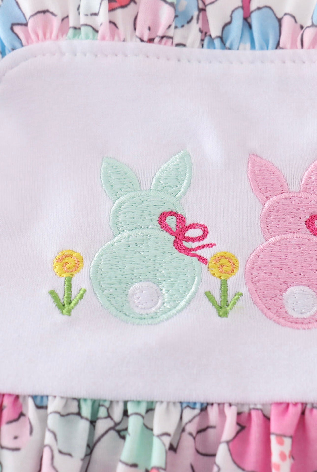 Girls Floral Bunny Embroidery Dress