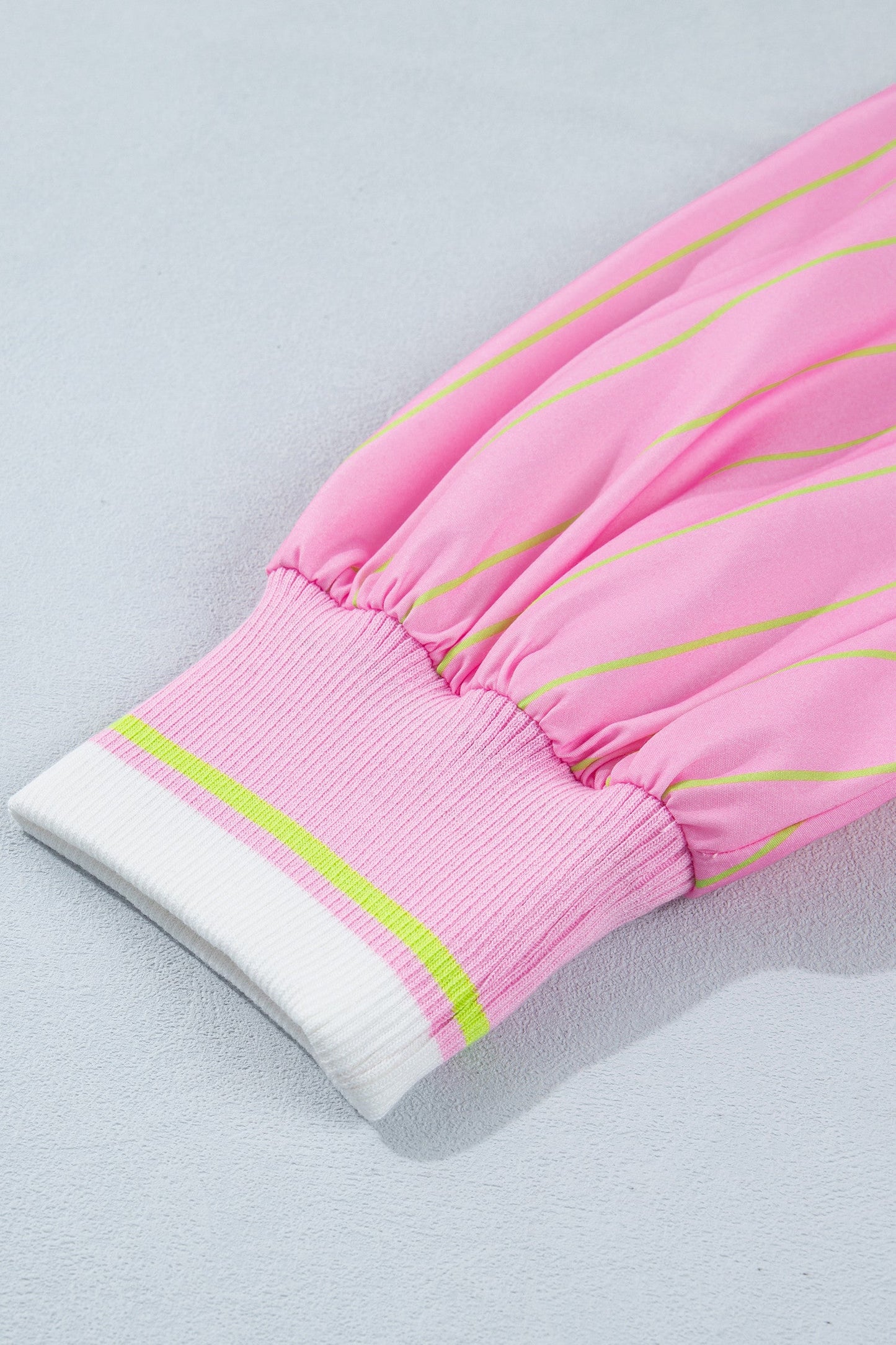 Pre-order Pink Stripe Zipper Cuff Blouse