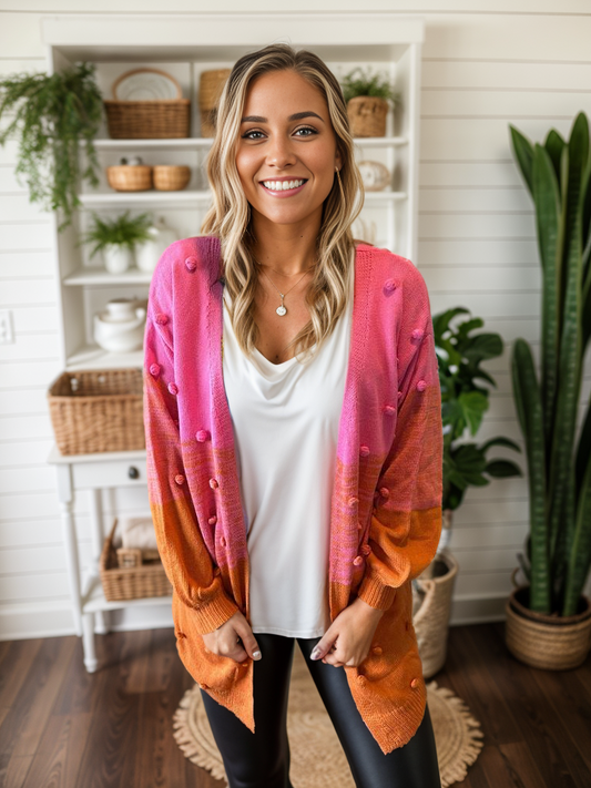 Women’s Pink and Orange Ombre Cardigan