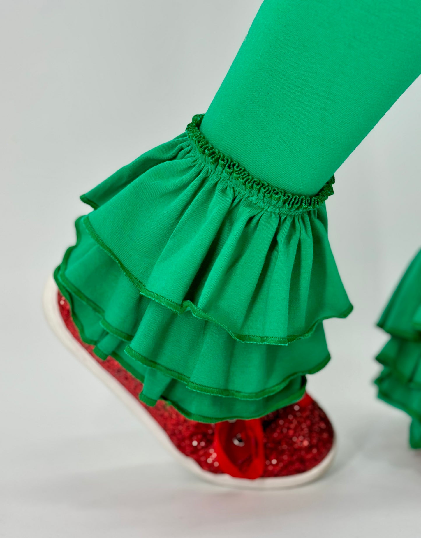 Girls Green Truffles (Tripple Ruffle Leggings)