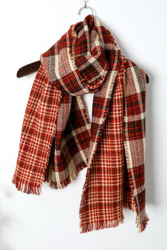 Women's Red Plaid Scarf