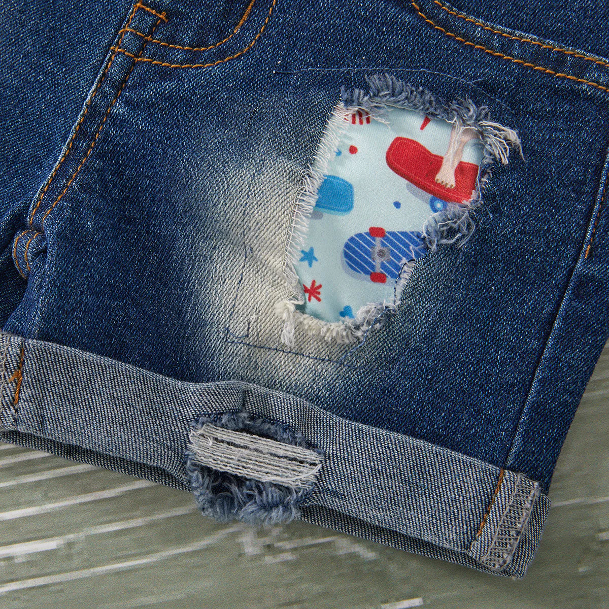 Girls Red, White, & Blue Crew Denim Set