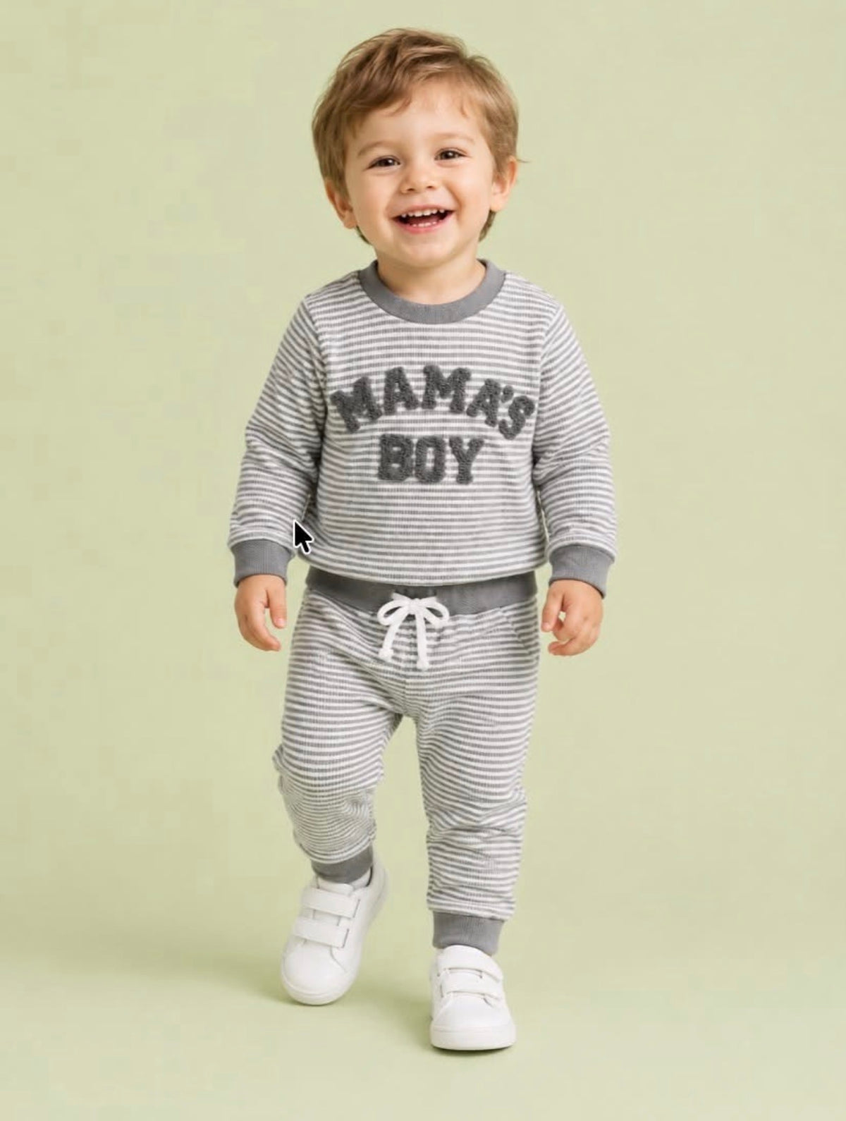 Boys French Knot Mama's Boy Striped Lounge Set