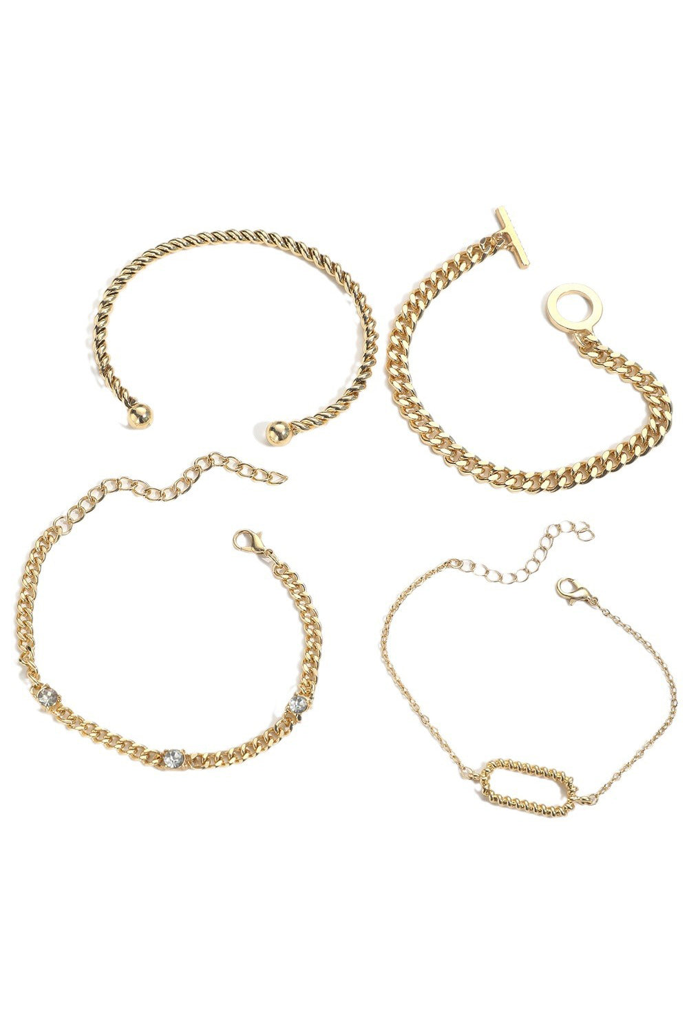 Women's Gold 4 Piece Bracelet Set