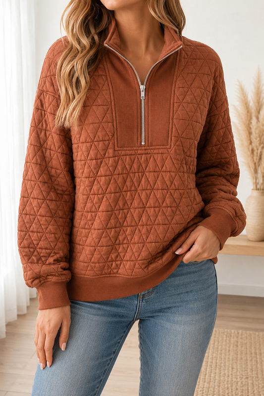 Pre-order Brown Geometric Quilted Sweatshirt FB